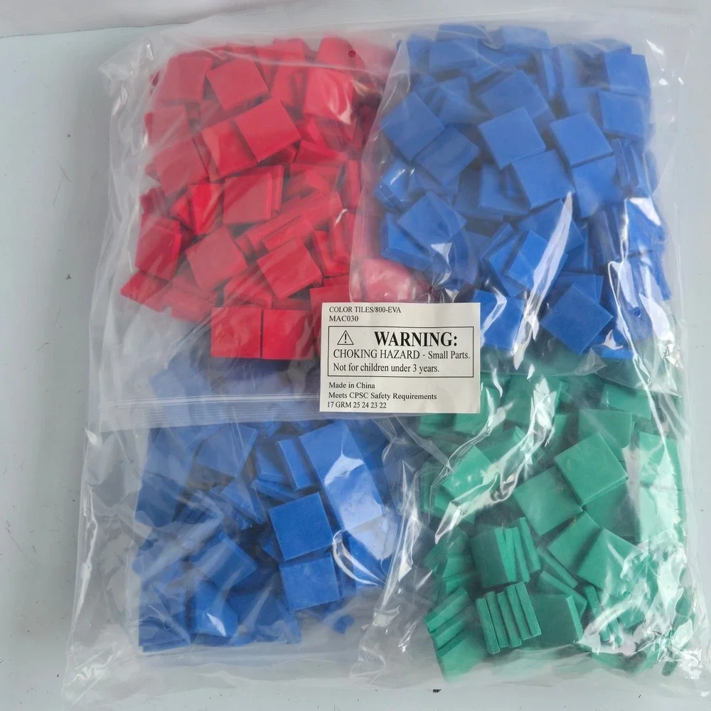 800 Piece Color Tiles Foam Math Manipulatives  Red Blue Green Yellow homeschool